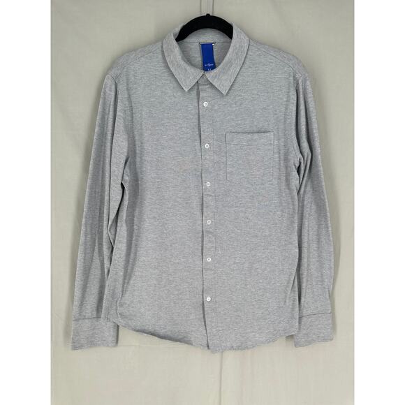 Kit and Ace Shirt Mens Medium Grey Tech Button Long Sleeve Performance - Picture 1 of 9